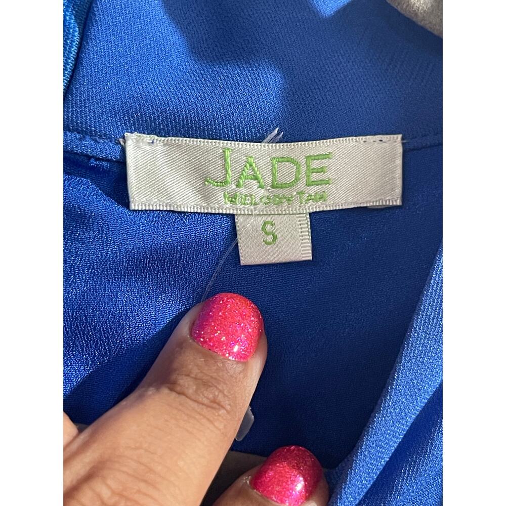 Jade Melody Tam Side Ruffle Halter Dress - Royal Blue - EUC - S - Picture 7 of 11